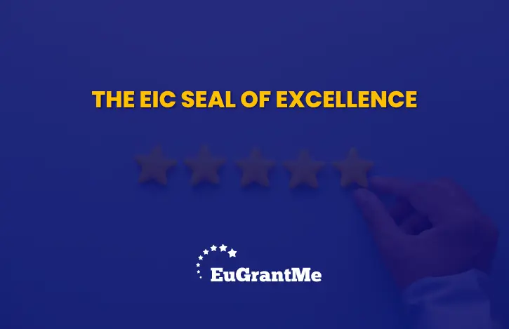 blue background with the title "The EIC Seal of Excellence"